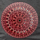18” Mandala Wall Art, Hand Painted Home Decor - Red and Metallic Bronze Pallete