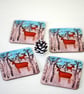 Winter Table Coasters, Animal Coasters, Artist Painting with Deer Coasters - Image 4