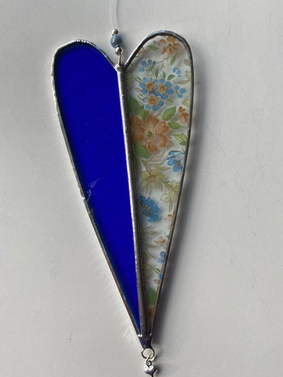 Stained Glass Long Heart Suncatcher Decoration 