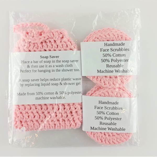 Face scrubbies & soap saver set - Crochet pamper set