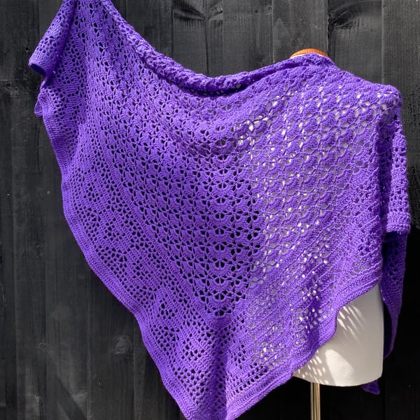 Purple Handmade Queen of Hearts Shawl 