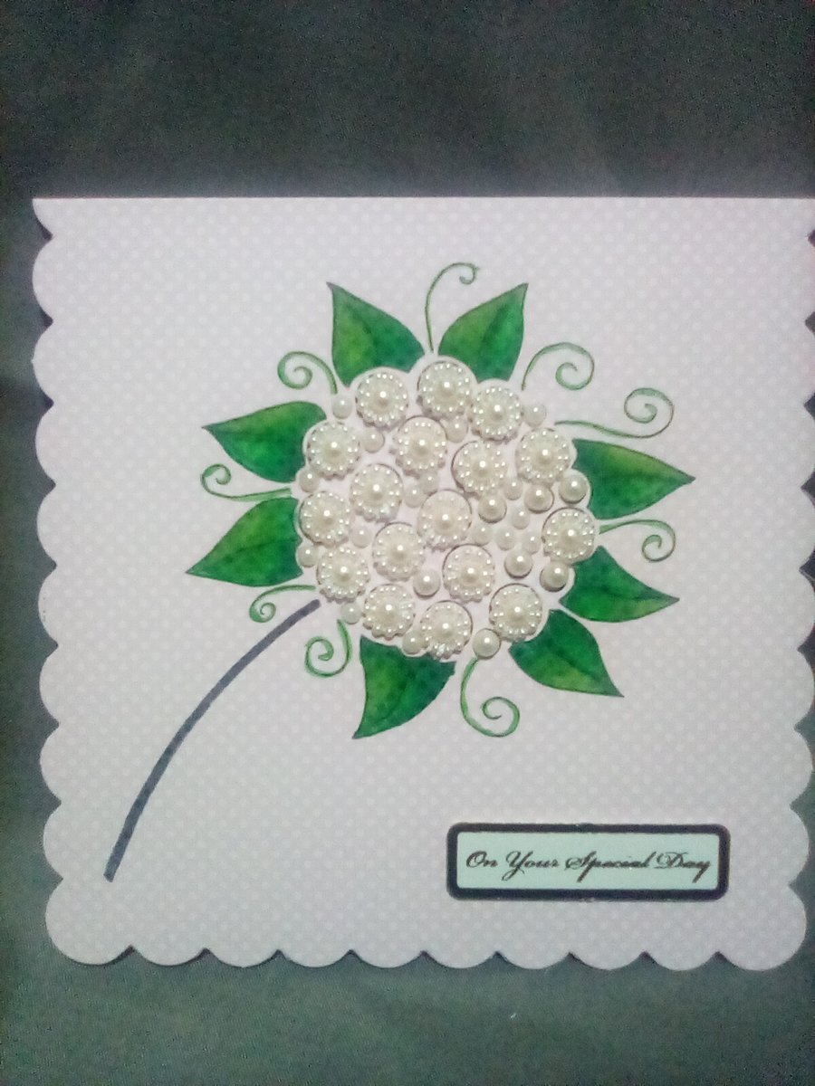  Floral watercolour and embellished handmade anniversary card