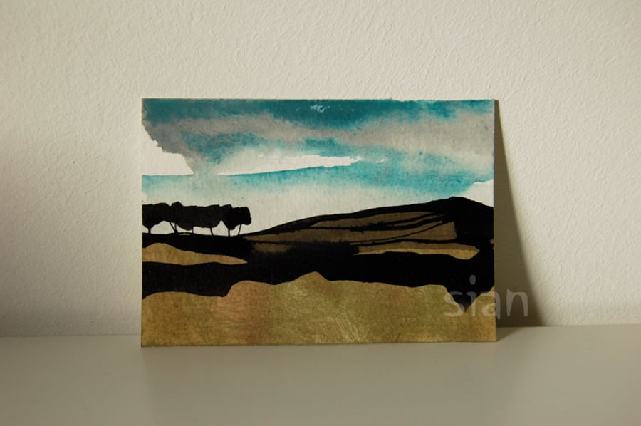 Landscape with trees - Original ACEO