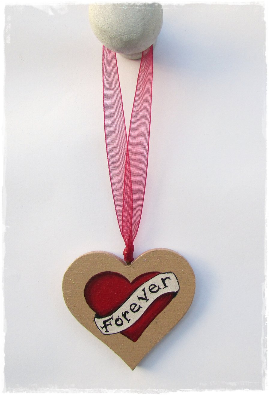 Card & Gift in one, Hanging Heart 'Forever Banner' Red Love Heart