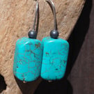 Turquoise silver drop earrings, threader earrings, turquoise jewellery handmade
