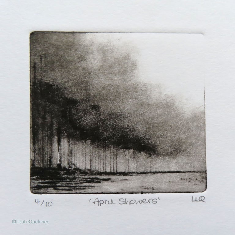 April Showers no.4 in a limited edition of 10 dry point mini prints