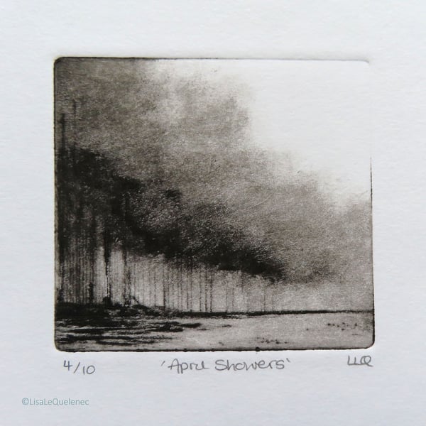 April Showers no.4 in a limited edition of 10 dry point mini prints