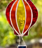 Stained Glass Hot-Air Balloon Suncatcher in red, orange and yellow
