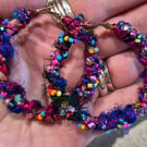 Fabric, Wire and Bead Wrapped Earrings 