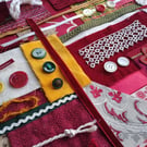 Christmas fabric Inspiration bundle - Red Velvet slow stitching textile art
