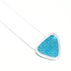 Silver and turquoise triangle necklace - fox pattern