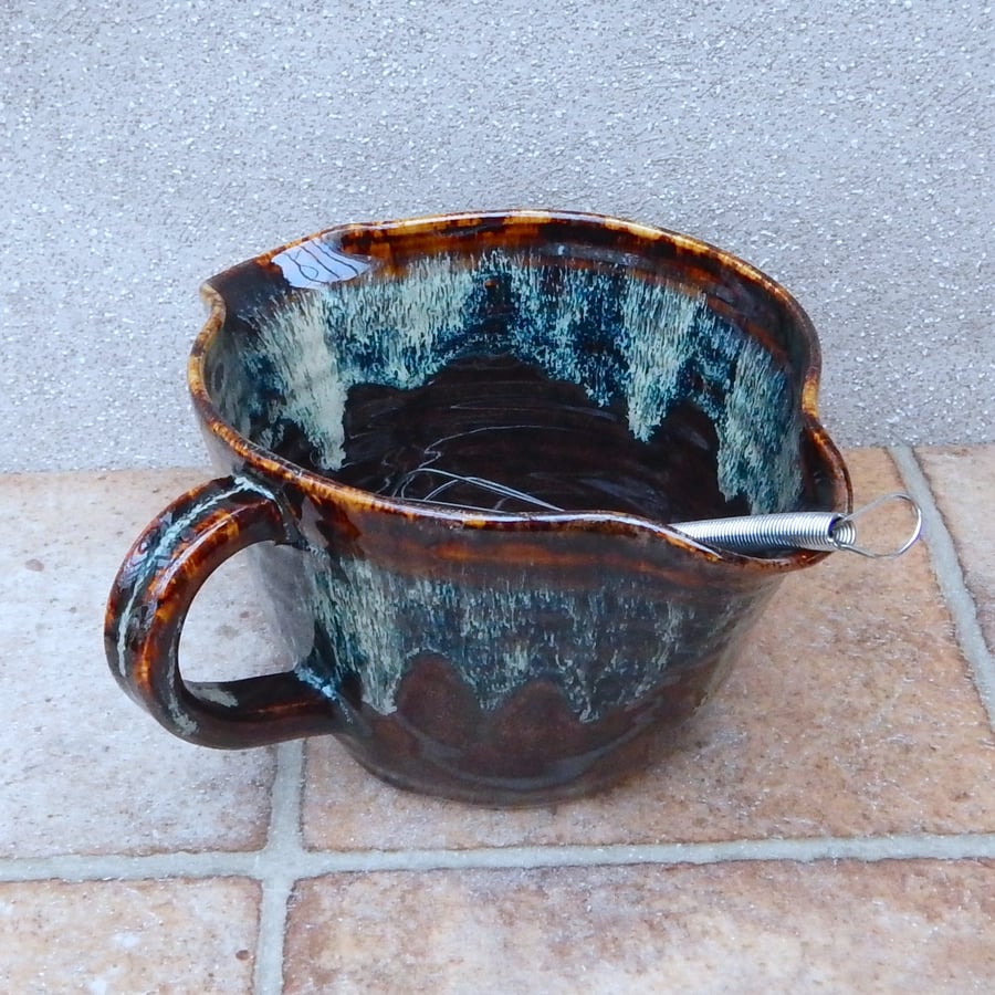 Large sauce serving jug mixing or pouring bowl pitcher hand thrown pottery stone