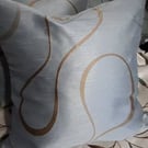 A stunning pair (2) of Teal & Gold Swirl Cushion Covers: Faux Silk 16" Square