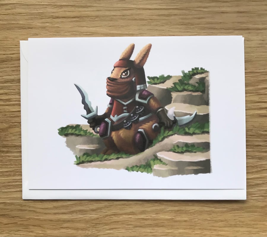 'Rabbit Ninja' blank greeting card