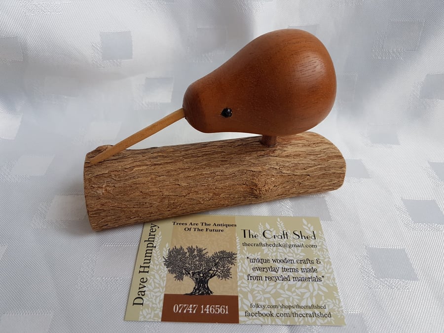  WOODEN KIWI on BARK LOG ORNAMENTS.....Fab-U-LoUs