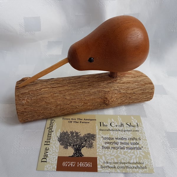  WOODEN KIWI on BARK LOG ORNAMENTS.....Fab-U-LoUs