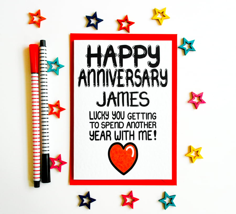 Personalised Anniversary Card, For Him, Her, Husband, Wife