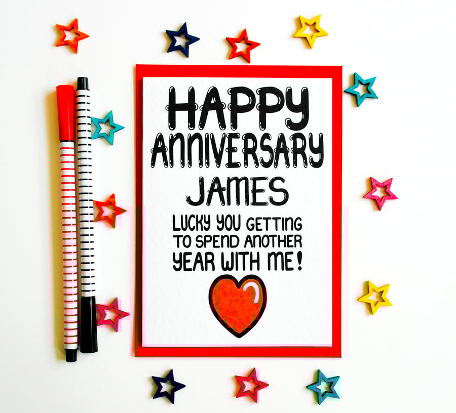 Personalised Anniversary Card, For Him, Her, Husband, Wife