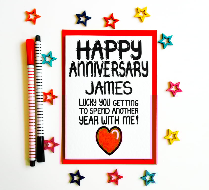 Personalised Anniversary Card, For Him, Her, Husband, Wife