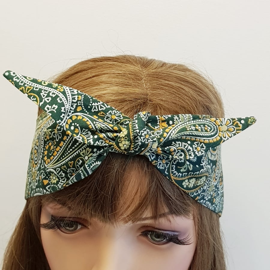 Paisley top tie hair scarf rockabilly self tie headband hair wrap bandanna
