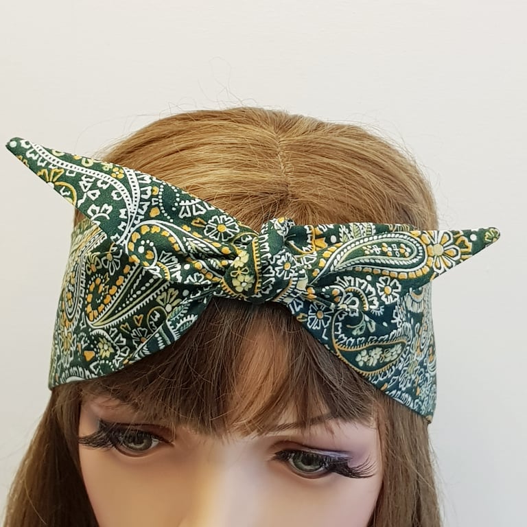 Paisley top tie hair scarf rockabilly self tie headband hair wrap bandanna