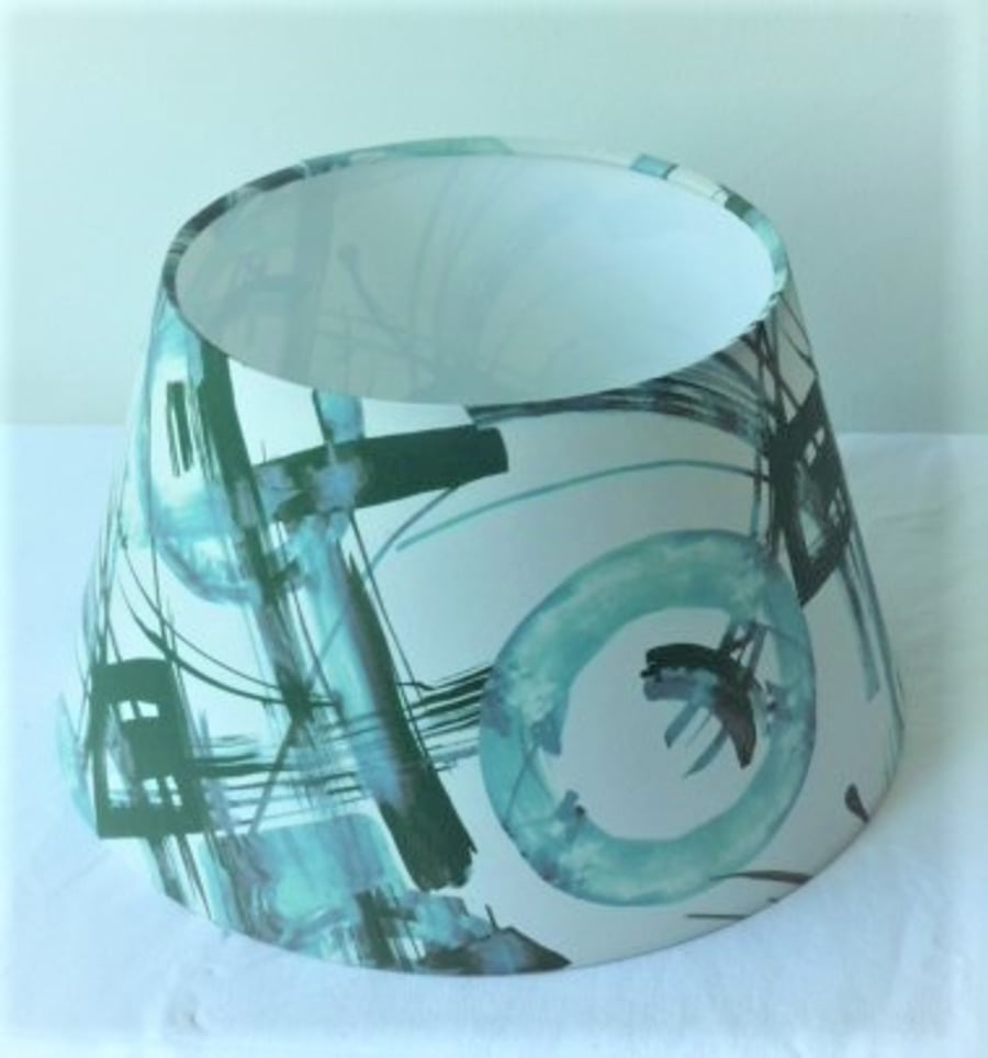 Abstract Teal and Green Tapered Lampshade 30cm