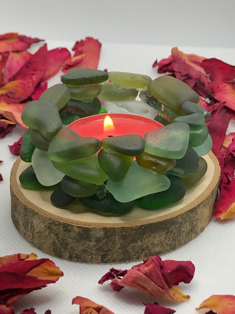 Seaglass tealight holder 
