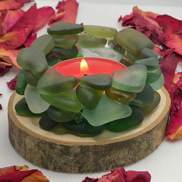 Seaglass tealight holder 