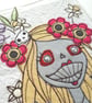 freemotion embroidered spring floral lady zombie A6 sketchbook notebook - Image 2
