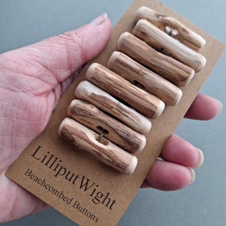 Set of eight driftwood toggle buttons with single hole