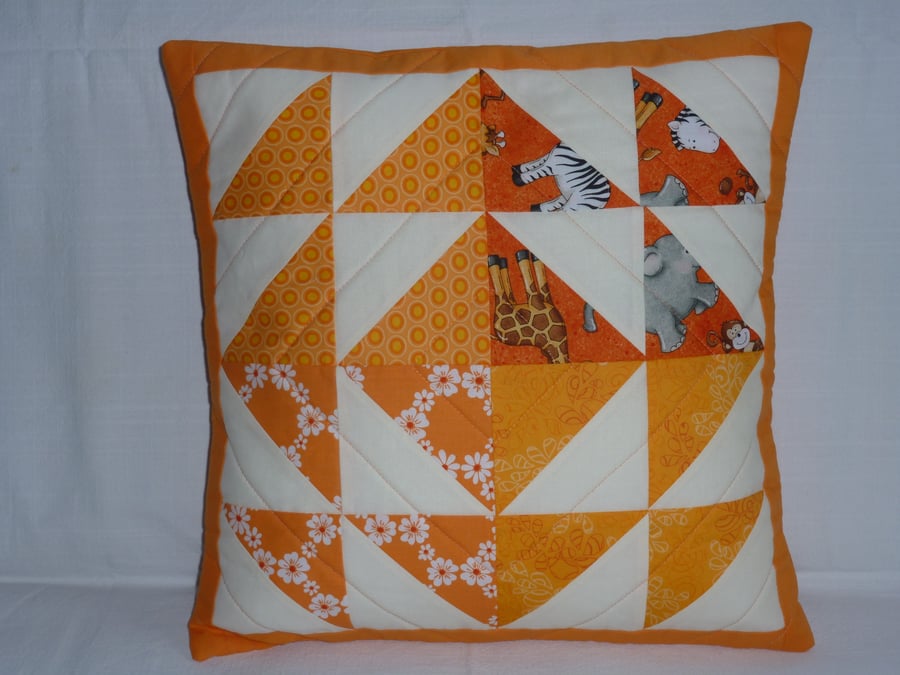 Orange Patchwork Cushion