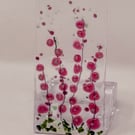 Fused Glass Tea Light Holder - Pink Meadow Flowers