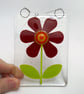Fused Glass Retro Burgundy Flower Hanging - Handmade Glass Suncatcher - Image 3