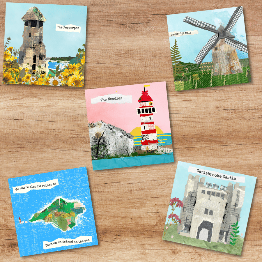 Isle of Wight Landmarks set of 5 blank cards with envelopes 