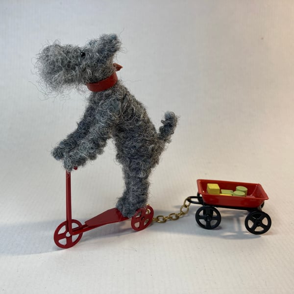 Whizz - Mini Terrier on a Scooter with a Trolley 