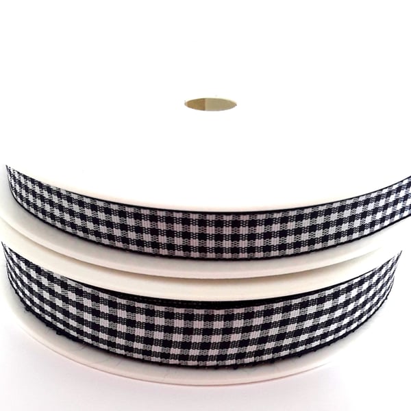 Navy blue Gingham check polyester school uniform ribbon x 3 metres 