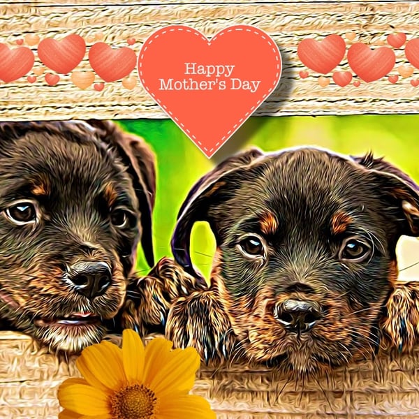 Happy Mother's Puppy Card A5