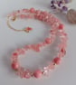 Blush Pink Strawberry Quartz & Rhodochrosite Choker, Handmade Gemstone Necklace