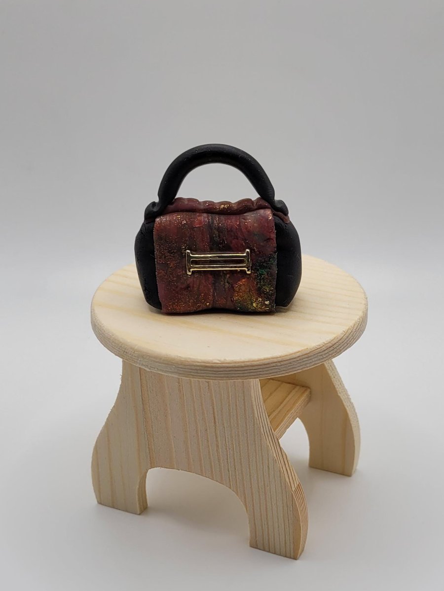 Miniature Polymer Clay Handbag, 1:12 Dollhouse Accessory, Fashion Cake Topper