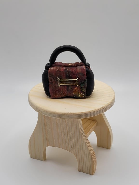 Miniature Polymer Clay Handbag, 1:12 Dollhouse Accessory, Fashion Cake Topper