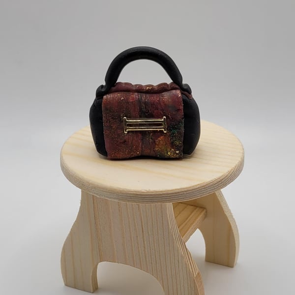 Miniature Polymer Clay Handbag, 1:12 Dollhouse Accessory, Fashion Cake Topper