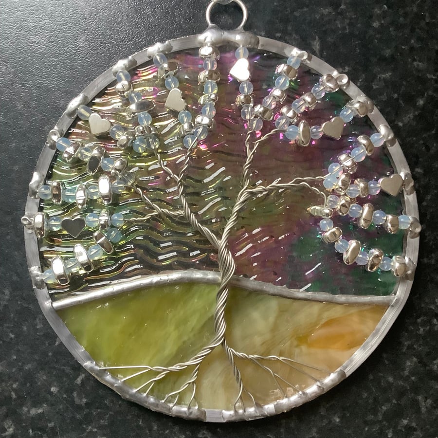 Silver tree of life suncatcher