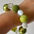 Lovely Summer Green And White Chunky Bracelet