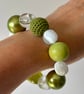 Lovely Summer Green And White Chunky Bracelet