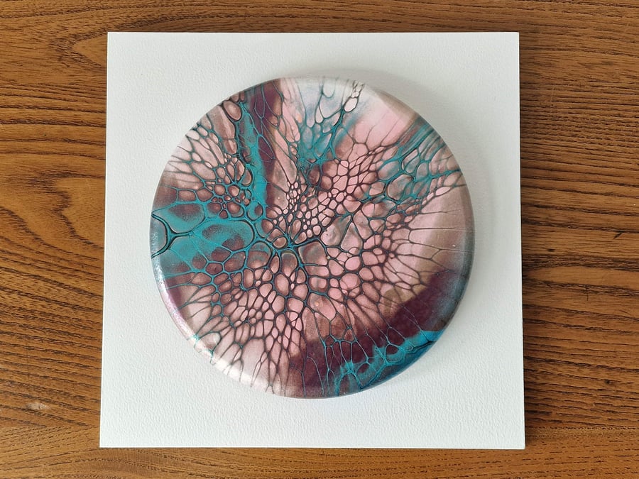 18.8cm x 18.8cm acrylic pour painting wall plaque