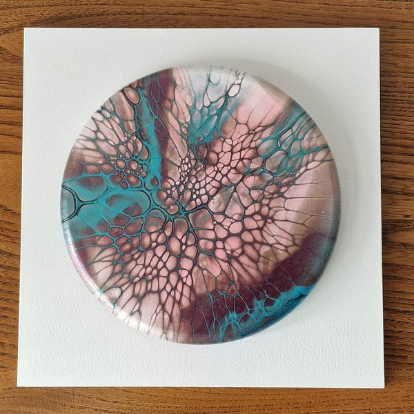 18.8cm x 18.8cm acrylic pour painting wall plaque