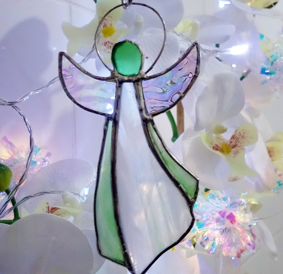 Stained Glass Angel  Suncatcher Ornament Gift Window Decoration