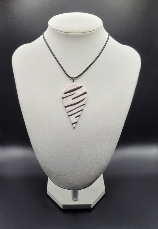 Polymer clay pendant - unique handmade necklace - teardrop costume jewellery