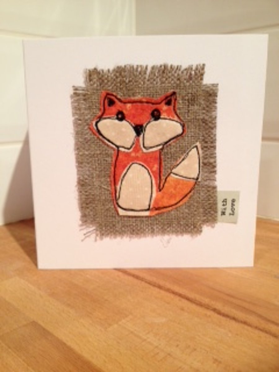 Fox Embroidered Card