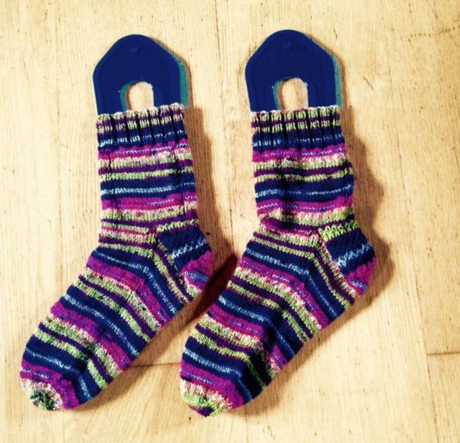 Hand Knit Stripey Wool Socks 